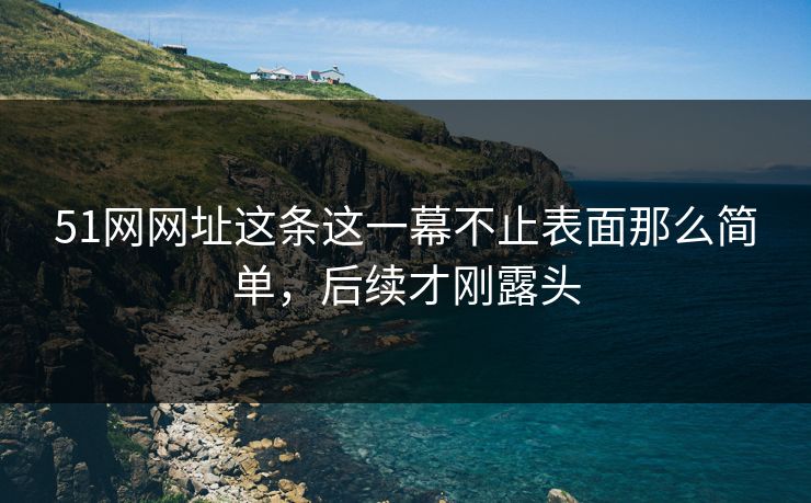 51网网址这条这一幕不止表面那么简单,后续才刚露头