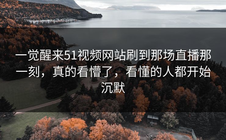 一觉醒来51视频网站刷到那场直播那一刻,真的看懵了,看懂的人都开始沉默
